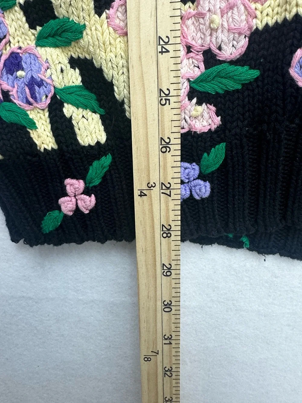 Vintage Hand Knitted Lisa Coufal Floral Sweater 100% Cotton 3D Embroidery Size L